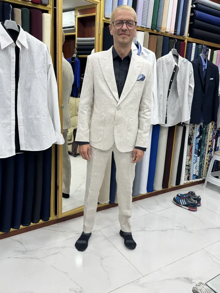 Made-to-measure outfit fitted at Marco's tailor shop in Bangrak, Koh Samui