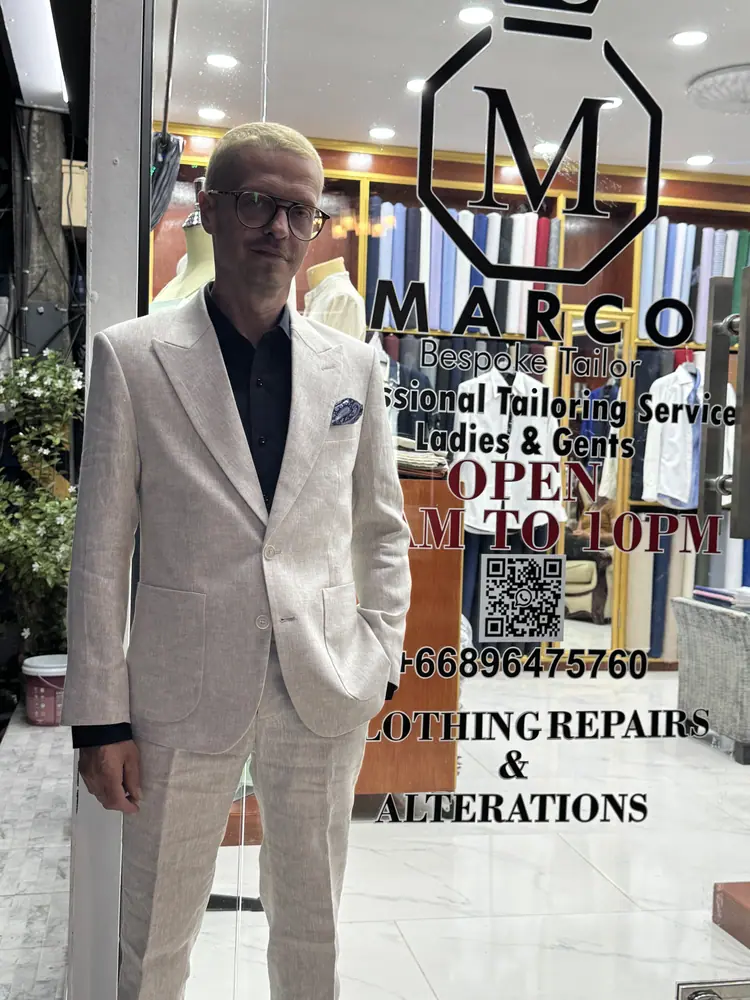 Custom tailoring for a client visiting Koh Samui