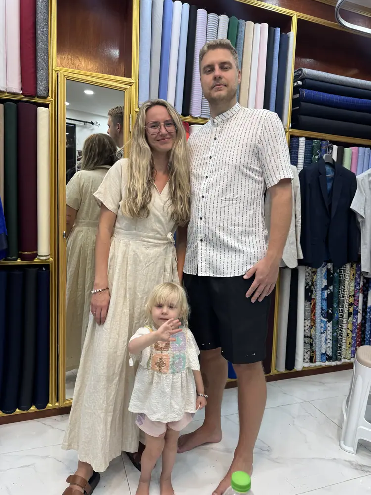 Made-to-measure outfit fitted at Marco's tailor shop in Bangrak, Koh Samui