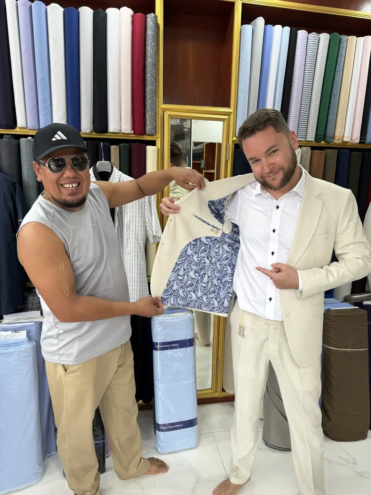 Custom tailoring for a client visiting Koh Samui