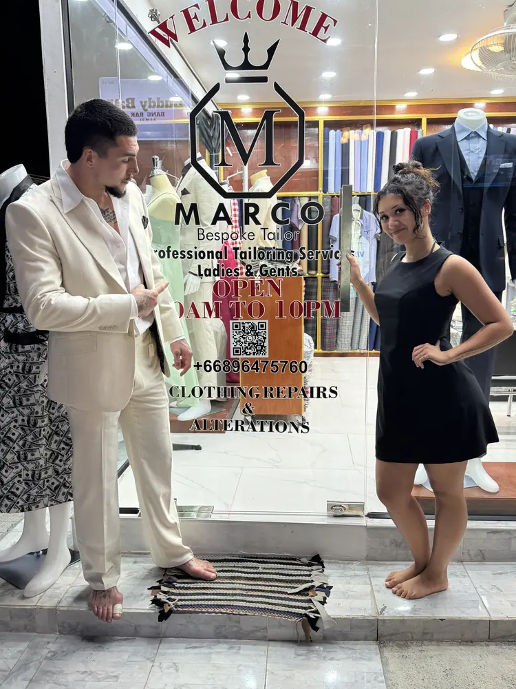 Custom tailoring for a client visiting Koh Samui