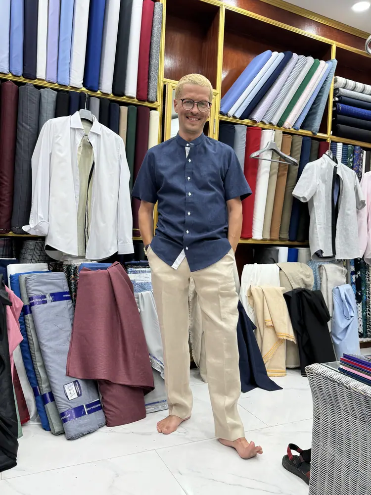 Custom tailoring for a client visiting Koh Samui