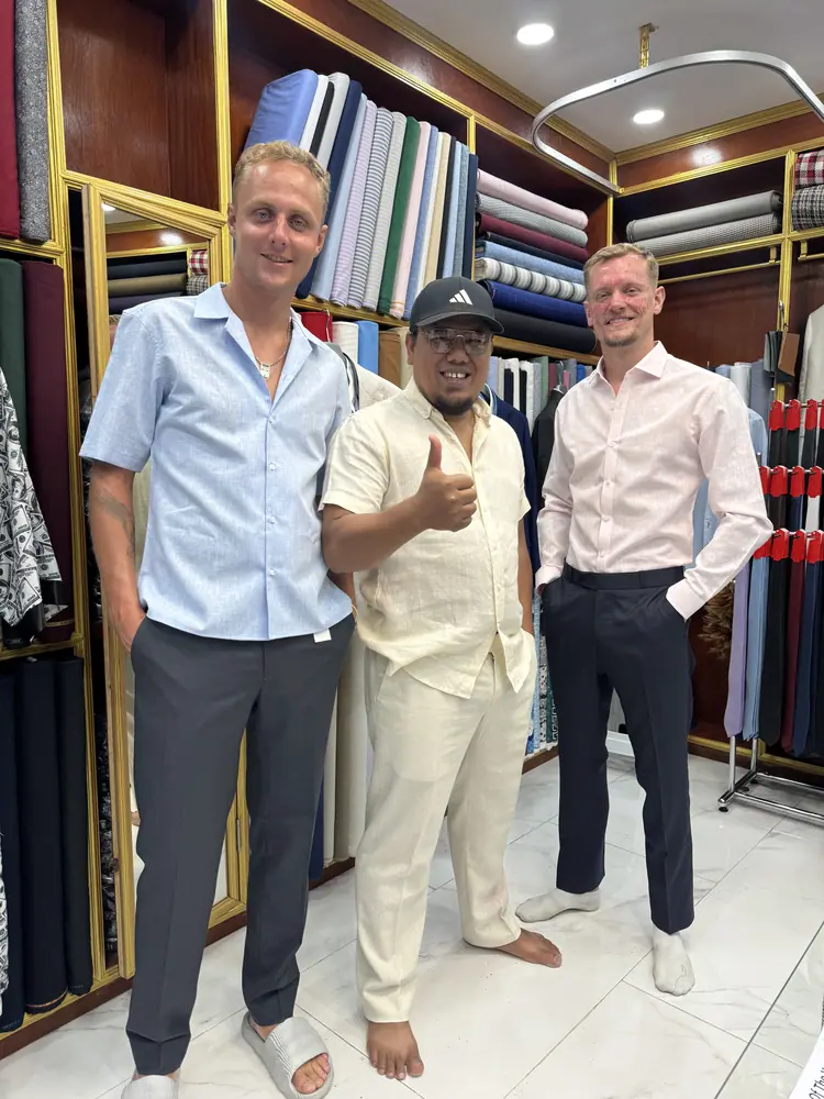 Made-to-measure outfit fitted at Marco's tailor shop in Bangrak, Koh Samui
