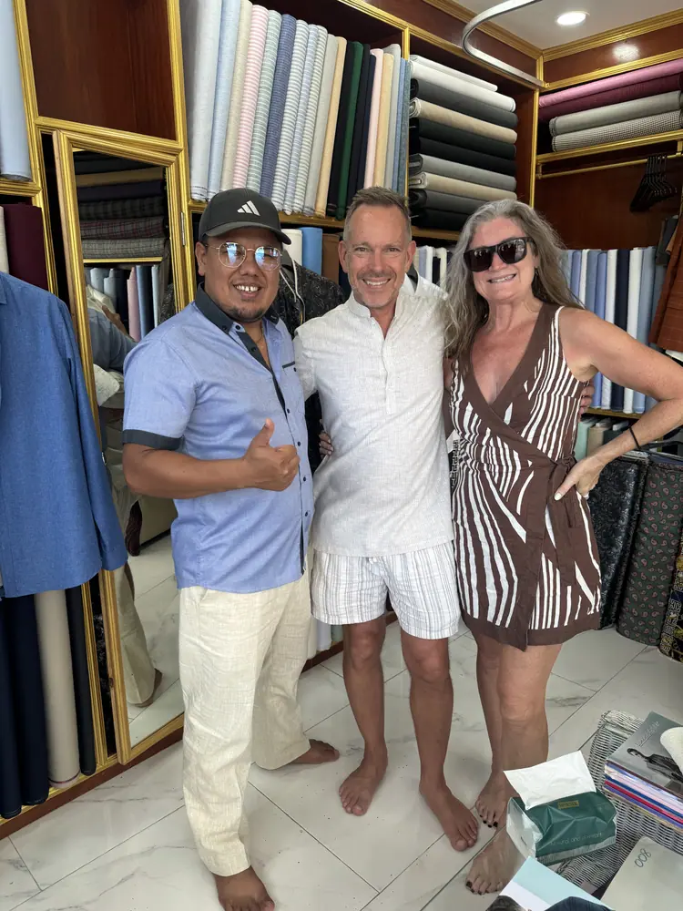 Custom tailoring for a client visiting Koh Samui