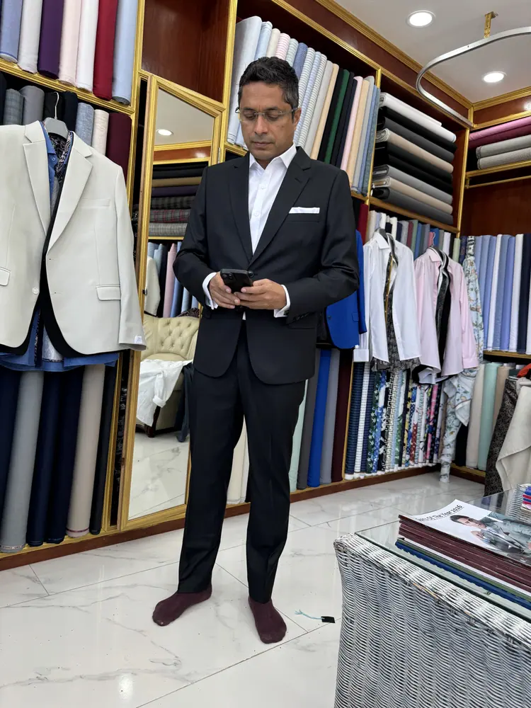 Client in a bespoke garment at Marco Bespoke Tailor, Bangrak