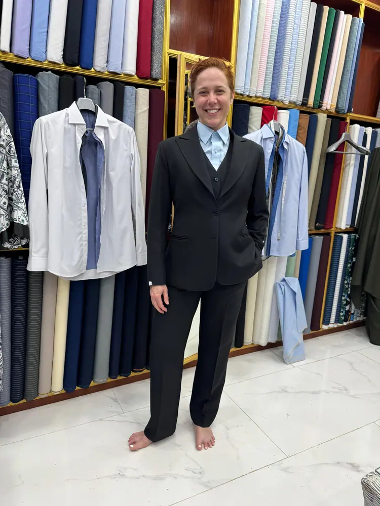 Made-to-measure outfit fitted at Marco's tailor shop in Bangrak, Koh Samui