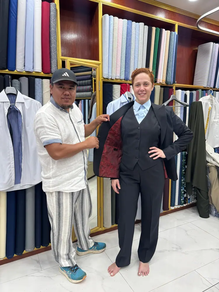 Custom tailoring for a client visiting Koh Samui