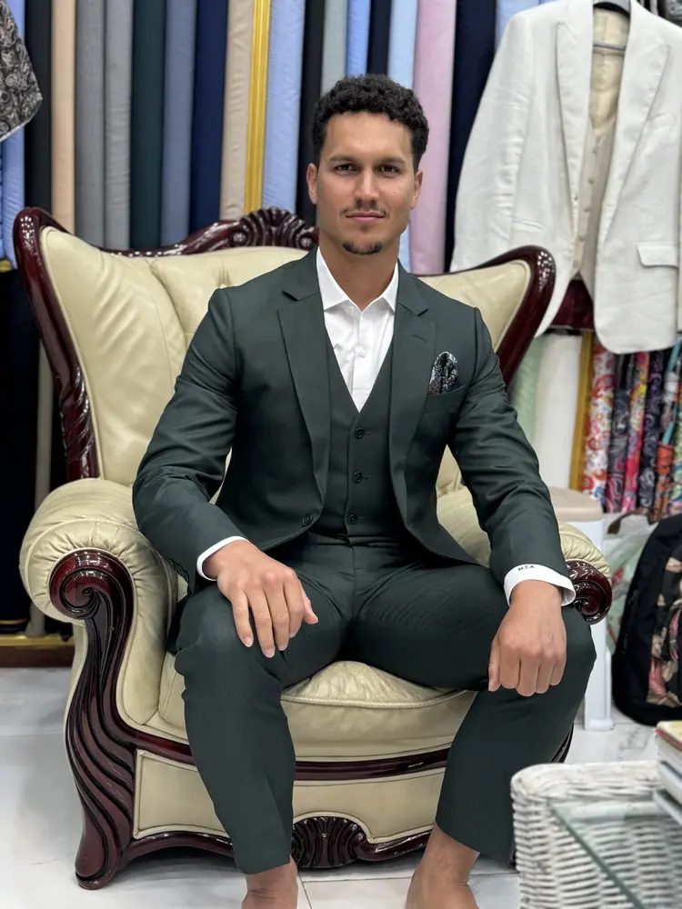 Client in a bespoke garment at Marco Bespoke Tailor, Bangrak