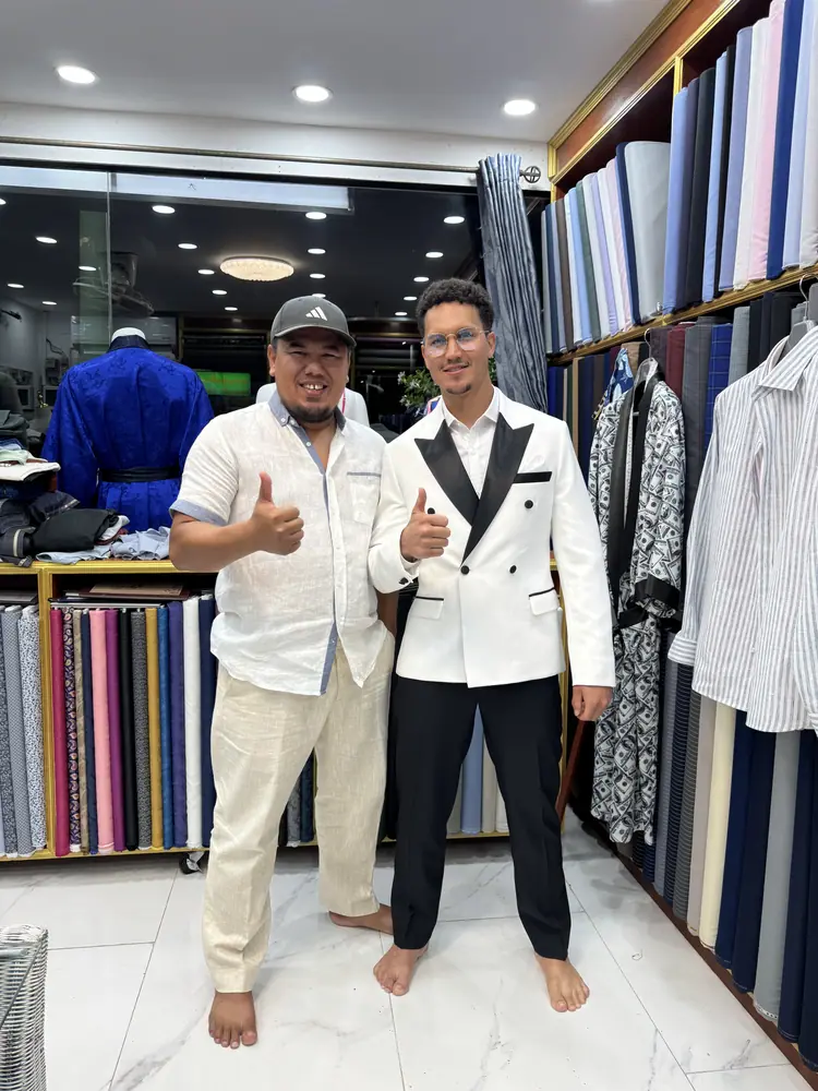 Made-to-measure outfit fitted at Marco's tailor shop in Bangrak, Koh Samui