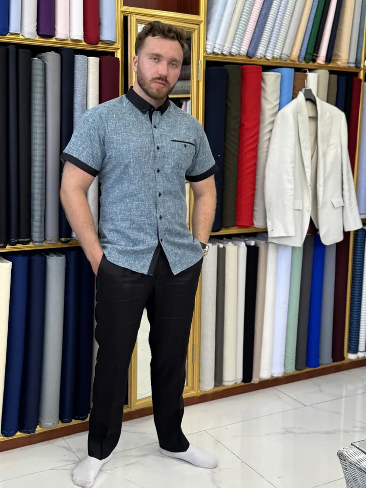 Client in a bespoke garment at Marco Bespoke Tailor, Bangrak