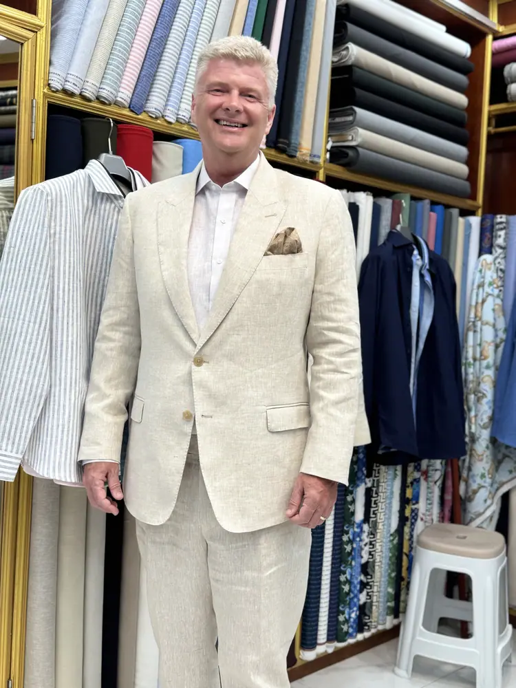 Made-to-measure outfit fitted at Marco's tailor shop in Bangrak, Koh Samui