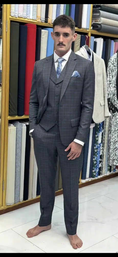 Client in a bespoke garment at Marco Bespoke Tailor, Bangrak